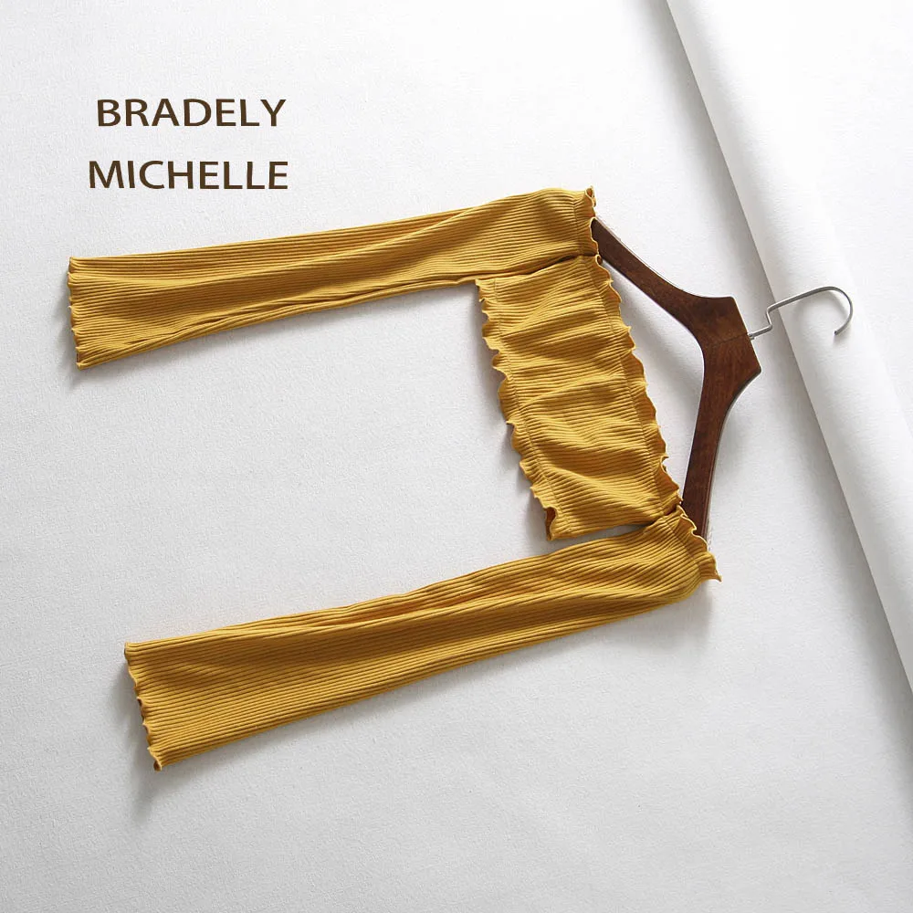 BRADELY MICHELLE летние женские короткие топы с оборками, короткие сексуальные голые