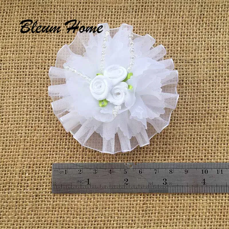 2 шт. Bleum украшение для дома с зелеными листьями три белых бутона резинки волос