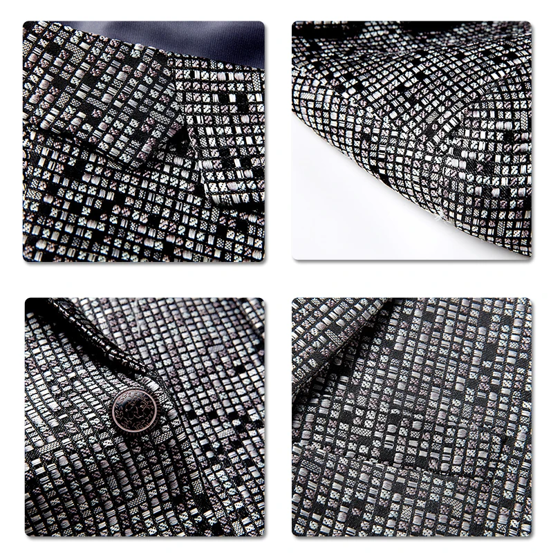 YUNCLOS клетчатый жаккардовый пиджак для мужчин Свадебный приталенный Блейзер