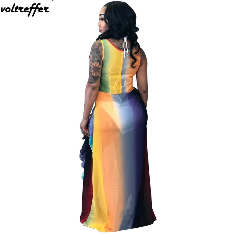 Tye Dye печати Танк сарафан для женщин халат Longue Femme ropa mujer свободные Африканский