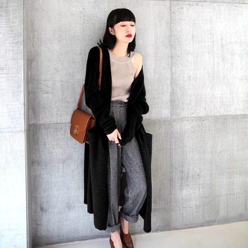 Trendy Women Knitted Sweater Open Stitch Long Cardigan Casual Batwing Sleeve Korean Womens Gardigan Autumn |