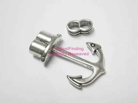 

Anchor hook clasp 5mm Antique silver open hook Round leather clasp RH31