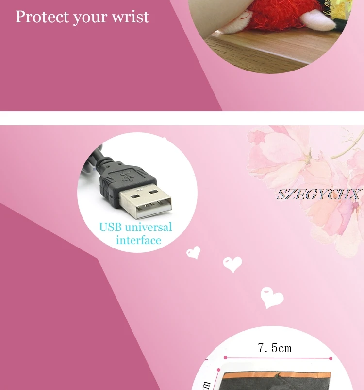 Мультяшный милый коврик для мыши с подогревом через USB подставкой на запястье и