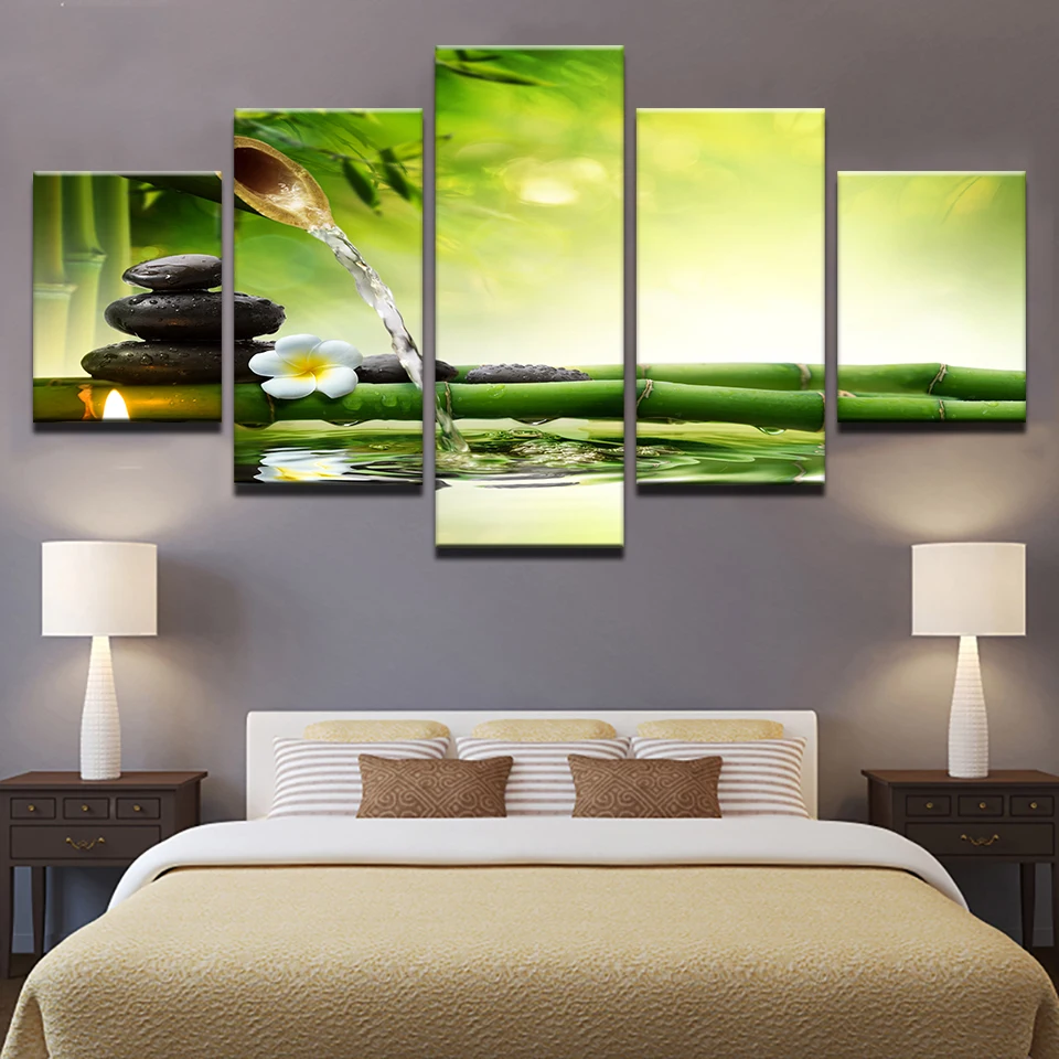 Холст HD печать плакатов домашний Декор стены искусства рамки 5 шт. Весна камень