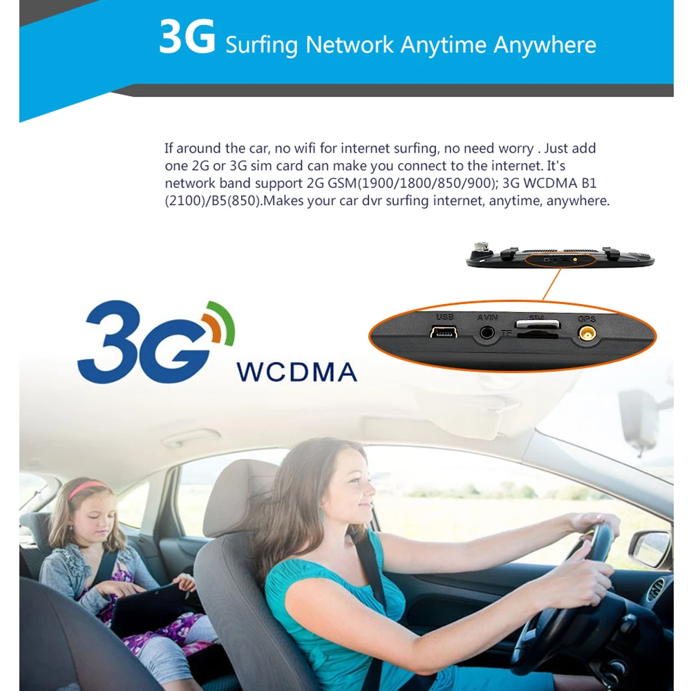 Awesafe 3 г 7 &quotАвтомобильный видеорегистратор GPS камеры зеркало Android Full HD 1080 P