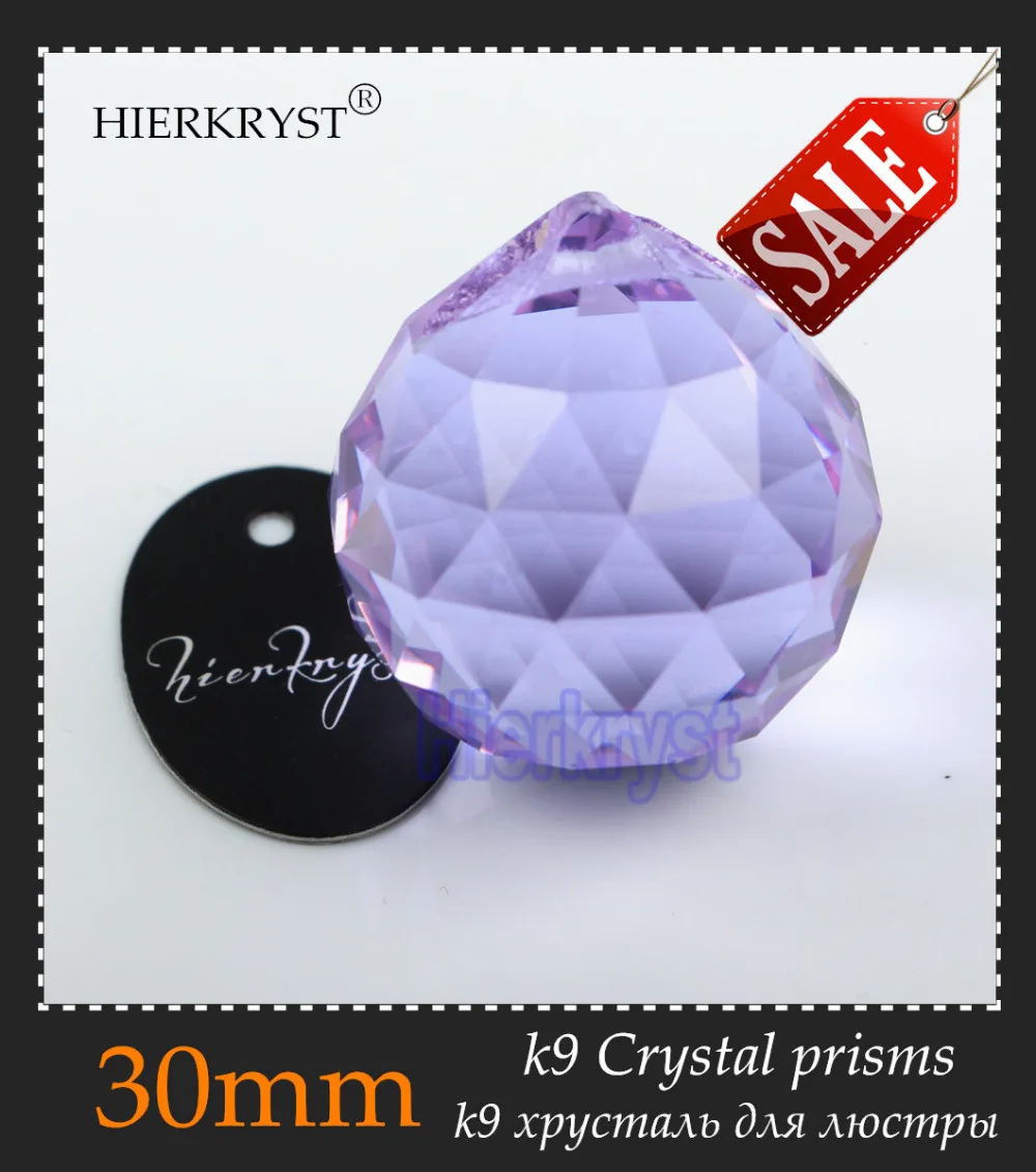 HIERKYST 30 мм фиолетовые Хрустальные шарики Suncatcher призмы подвески для люстр части