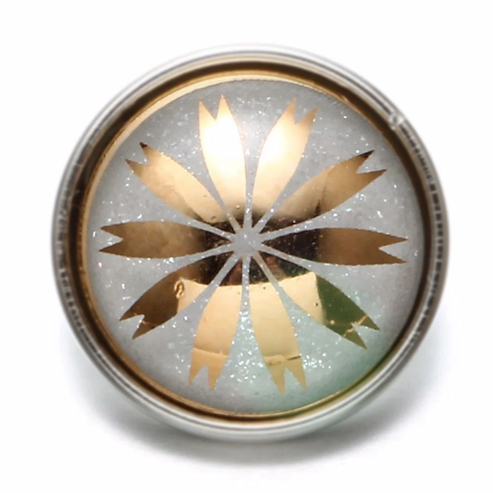 Gold Flower Acrylic Star&ampFlower Pattern Charm 20mm Snap Button Jewelry For 18-20mm Snaps Bracelet KZ0532 | Украшения и