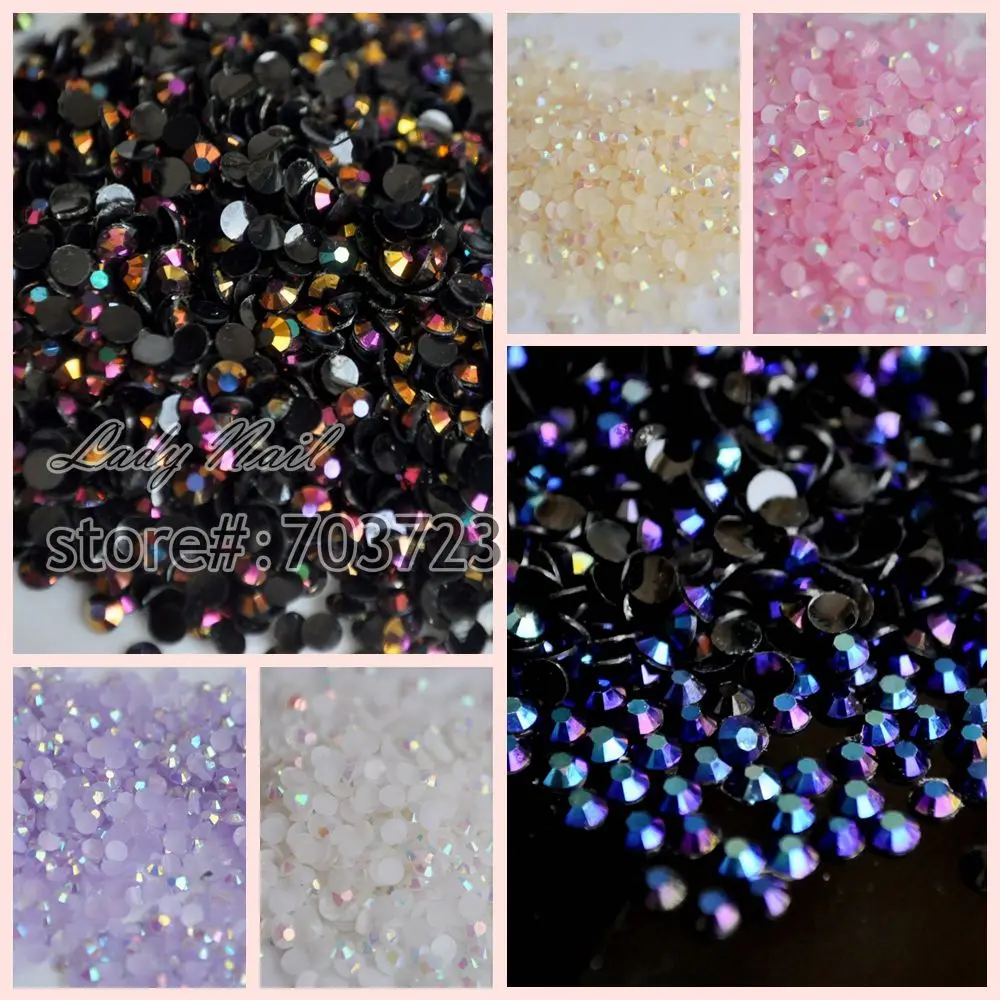 

10000pcs Chameleon 3D Nail Art Tips SS12 3mm Jelly AB Resin Crystal Flat back Rhinestone not hotfix Nails Use Glue 18 Choices