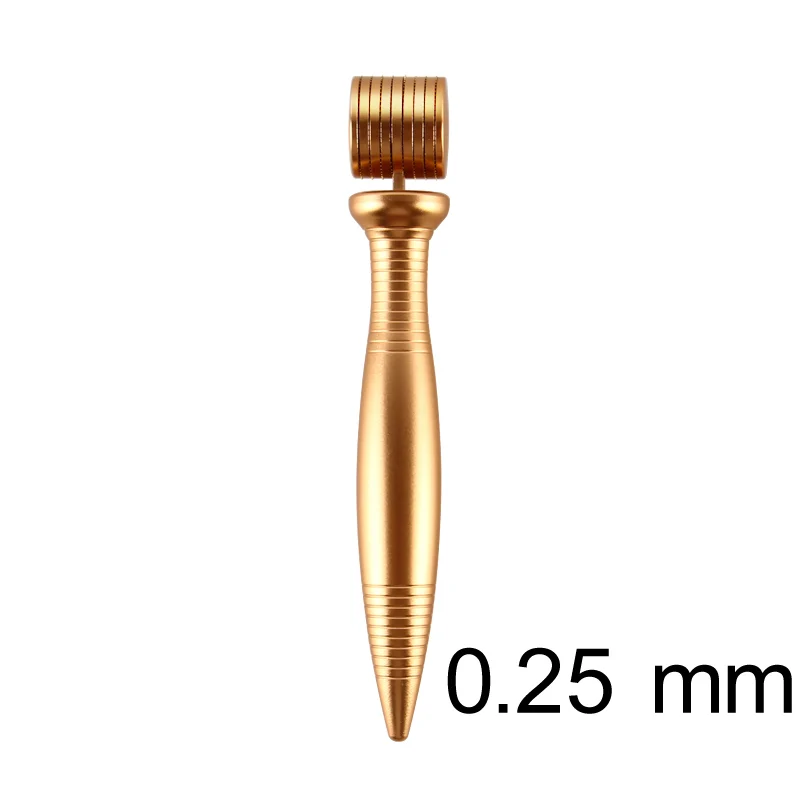gold 0.25 mm Дарсонваль Металл Качество Дерма ролик микро титановые иглы микроиглы мезороллер машина для ухода за кожей и лечения выпадения волос - Цвет: gold 0.25 mm