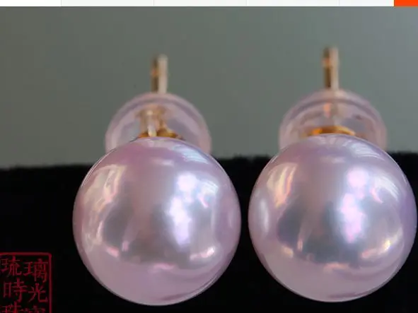 

free shipping PAIR 8-9mm AAA natural AKoya white round pearl stud earring
