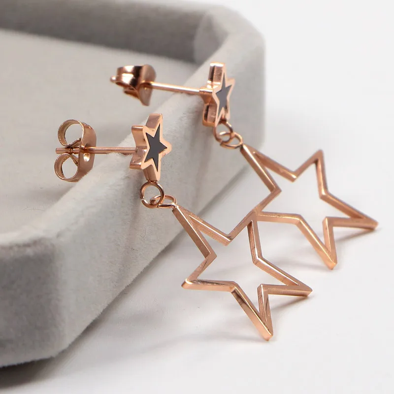 Женские серьги гвоздики YUN RUO розовое золото ювелирное изделие из нержавеющей