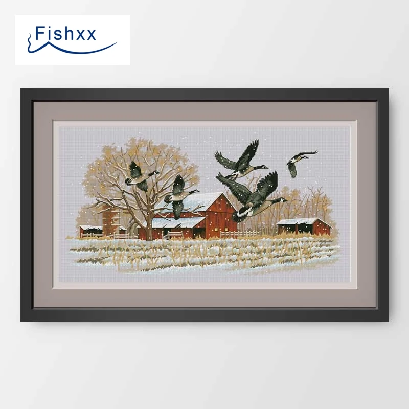 Пакет стежка Fishxx Cross D825 Flying Wild Goose вышивка ручной работы в хижине эта сумка не