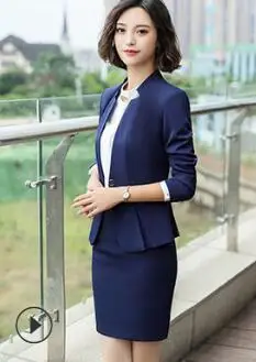 blazer and skirt Модный приталенный женский пиджак с разрезом и длинным рукавом, OL Блейзер, элегантная верхняя одежда из двух частей, брючный костюм, деловая, офисная, рабочая одежда 9993 - Цвет: blazer and skirt