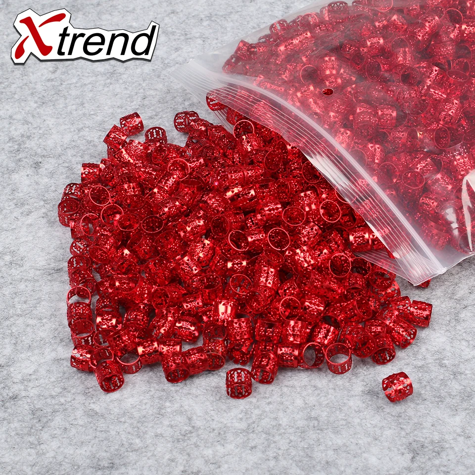 Xtrend 200 шт/партия красивые яркие цвета бусины для дредов регулируемые алюминиевые металлические кольца для волос для плетения кольца для дредов 9 цветов