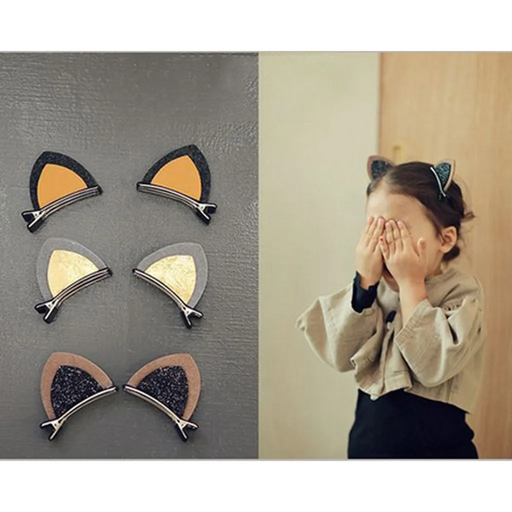 6 PCS Little Girls Barrettes Cute Cat Ears Hair Clip Children Safety Hairpin Headband For Kids Accessories 6M-3T 1D18 | Детская одежда