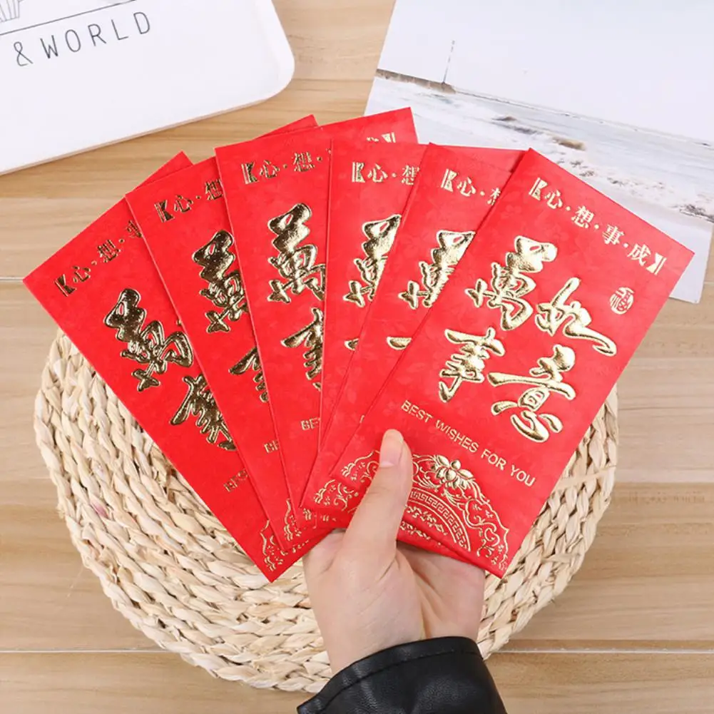 Adeeing 6 шт./компл. красная бумага горячего тиснения фестиваль День рождения счастливый конверт для денег