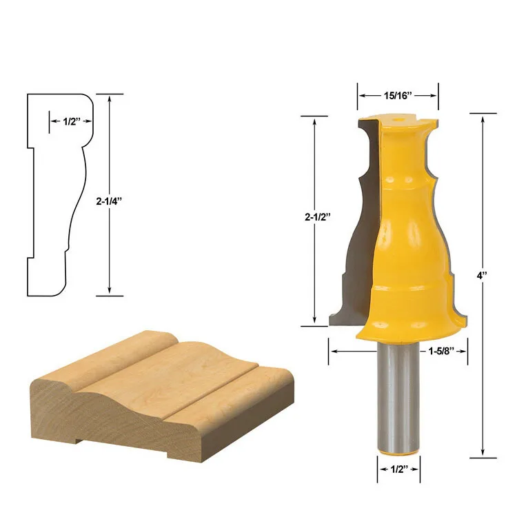 1/2-Inch Shank Medium Elegant Picture Frame Molding Router Bit 12.7mm Wood Carving Tenon Milling Cutter for Woodworking Tool | Инструменты