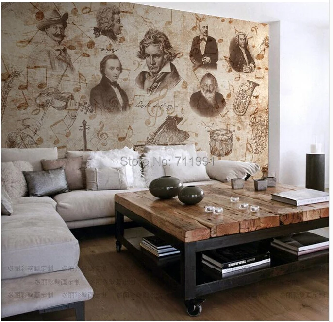 Бесплатная доставка пользовательская 3D Роспись ретро ностальгия Бетховен