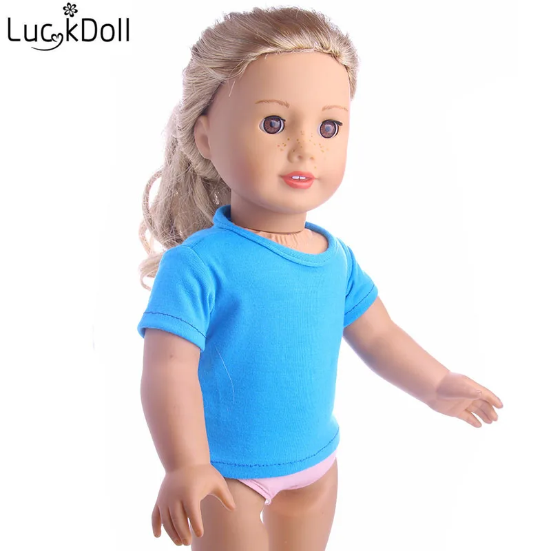 LUCKDOLL синяя футболка размер 18 дюймов американский 43 см Детская кукла одежда