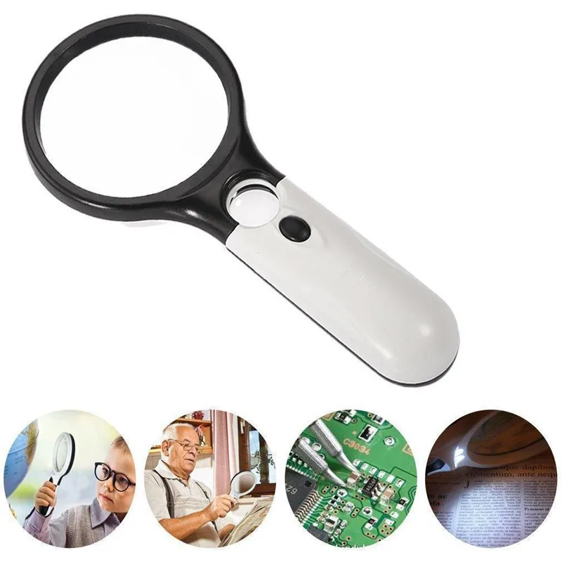 3 светодиодных фонаря 45X увеличительное стекло объектив Ручной мини карманный