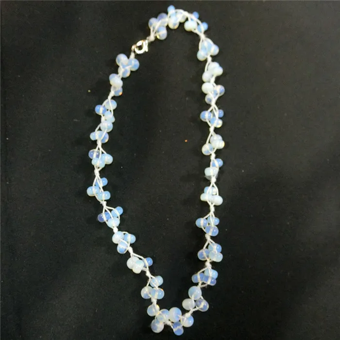 Opalite 3 шт./партия натуральный кварцевый камень синий Crazy Agates ручной цветной эльф чокер крутящий момент энергетическое лечение бисером ожерелье воротник бесплатно - Окраска металла: Opalite
