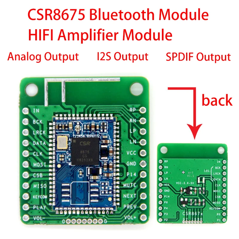 Модуль CSR8675 Bluetooth V5.0 низкомощный аудио модуль сжатие без потерь I2S волокно SPDIF