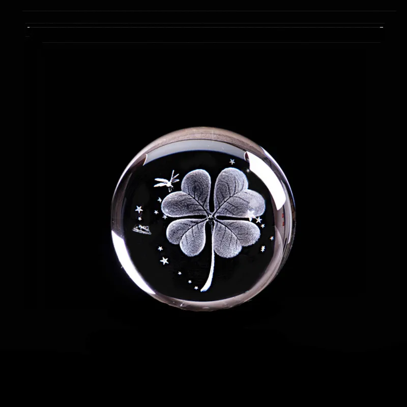 Lucky Four-Leaf Clover статуэтки 3D лазерной гравировкой завод статуя хрустальный стеклянный шар Best подарки для любимого жена мама друг свадьба - Цвет: Ball