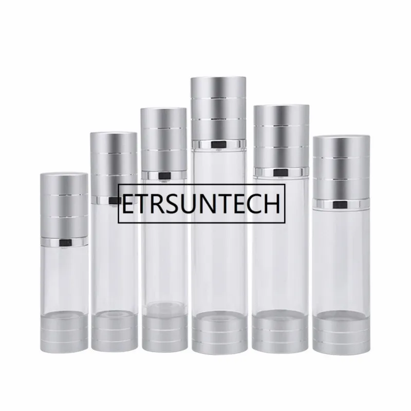 

15ml 30ml 50ml 80ml 100ml Airless bottle high quality AS Vacuum Pump Bottles Silver Lotion Bottles used For Cosmetic Container