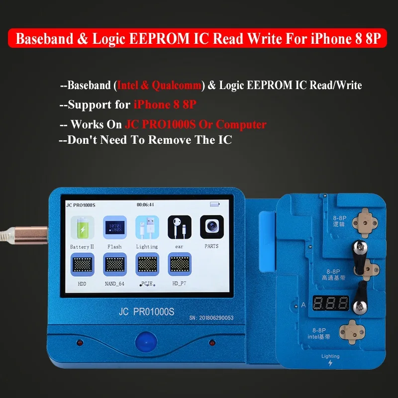 Combination JC Pro1000S Logic узкополосной EEPROM микросхема чтения записи программист для iPhone 8 плюс материнская плата интегральные микросхемы Ремонт Инструменты - Цвет: Combination