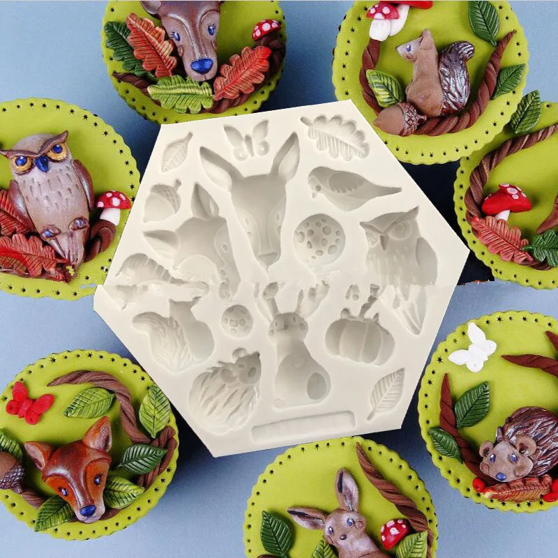 1PC 3D Forest Animal Mould Silicone Molds Woodland Cake Decorative Mold Tools Decorating Fondant | Дом и сад