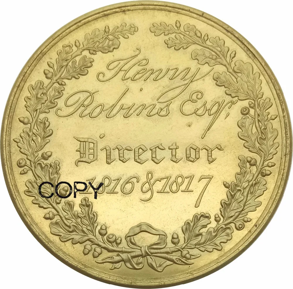 Большая Великобритания, Вестминстерский пожарный офис, золотая медаль 1717/1817, Генри Робинс Esq, латунные копии монет