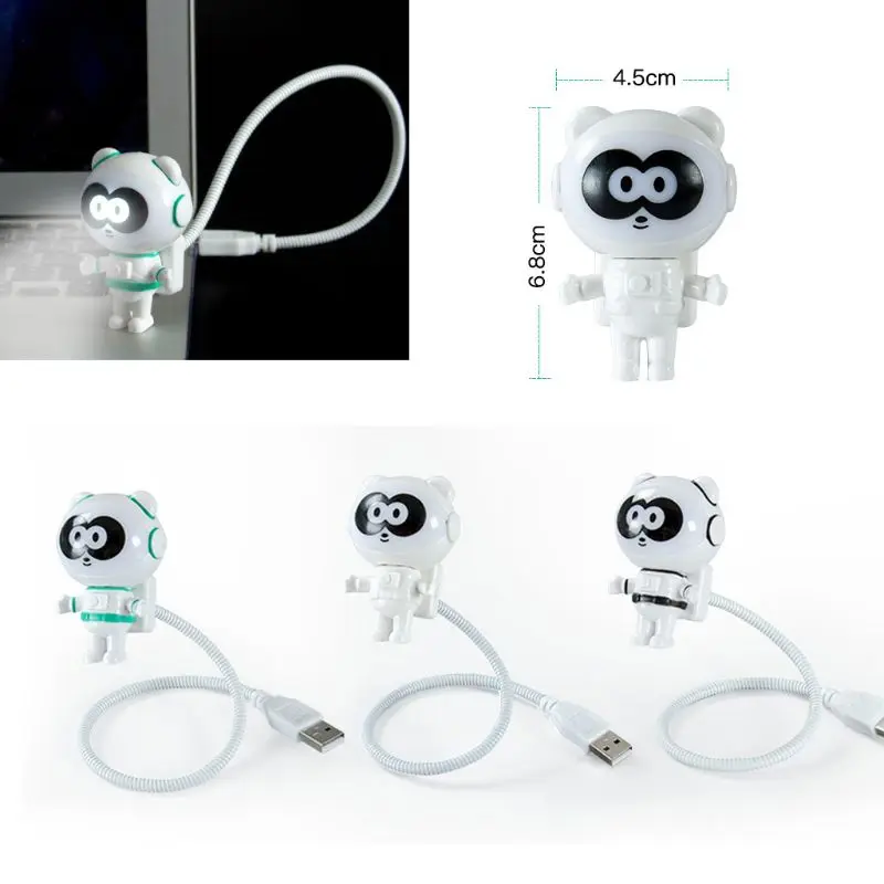Милый светодиодный мини-ночник с пандой с питанием от USB и выключателем, гибкая лампа для ламп накаливания для ноутбука, ПК, зарядное устройство