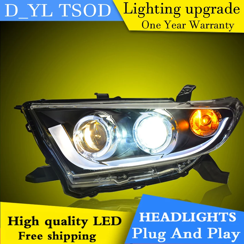 Car Styling For Toyota HIGHLANDER headlights 2012-13 head lamp Angel eye led DRL front light Bi-Xenon Lens xenon | Автомобили и