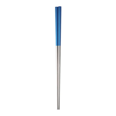 Blue silver 1 шт. Золотая Серебряная соломка из нержавеющей стали Палочки для еды в Корейском стиле кухонные высококачественные столовые инструменты для еды лапша посуда Хаши - Цвет: Blue silver