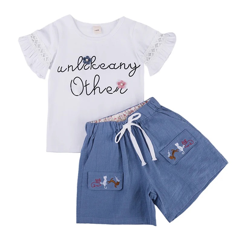 Комплекты одежды для девочек-подростков 2019 летняя одежда девочек футболка +