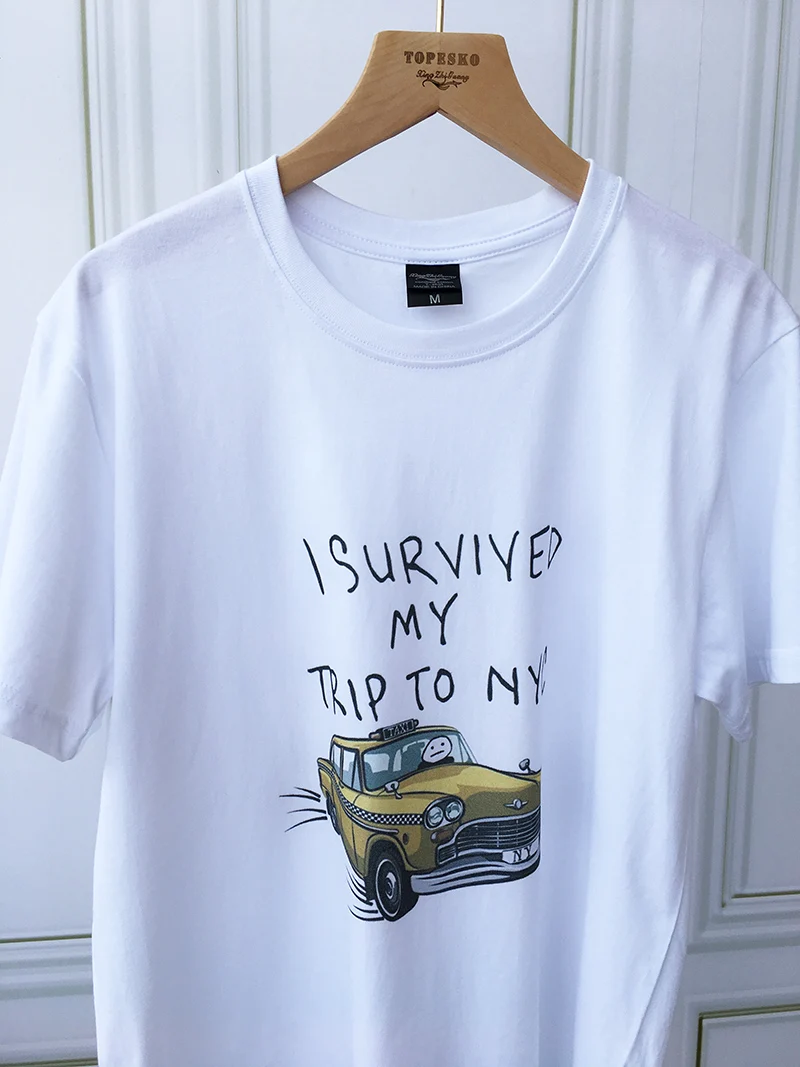 

TOPESKO Fashion Summer T-Shirts Tom Holland Tees I Survived My Trip To NYC Cotton Casual Funny T-shirts XS-3XL