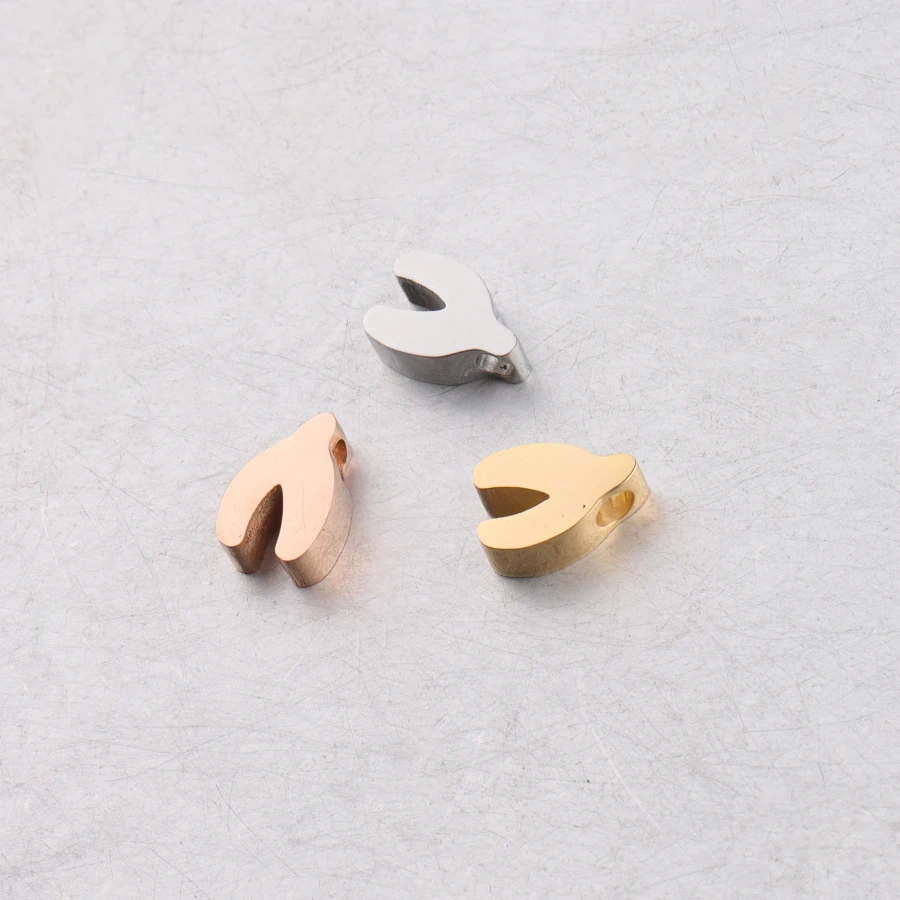 Fnixtar зеркальная полированная нержавеющая сталь Lucky Wish Bone Charms бусы DIY Изготовление