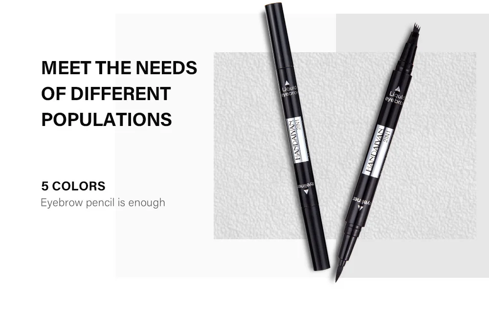 2019New Eyeliner Micro Eyebrow Pencil Double-Headed 4 Paw Microblading Fork Tip Eyebrow Pen Black Liquid Eyeliner For Eye Makeup