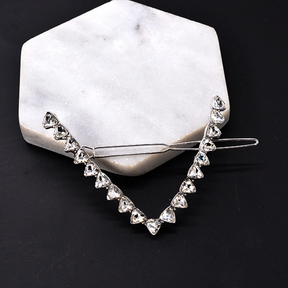 1PC Popular Geometric Triangle X Shape Shiny Crystal Rhinestones Hairpins Women Hair Clips Barrettes Hair Styling Accessories