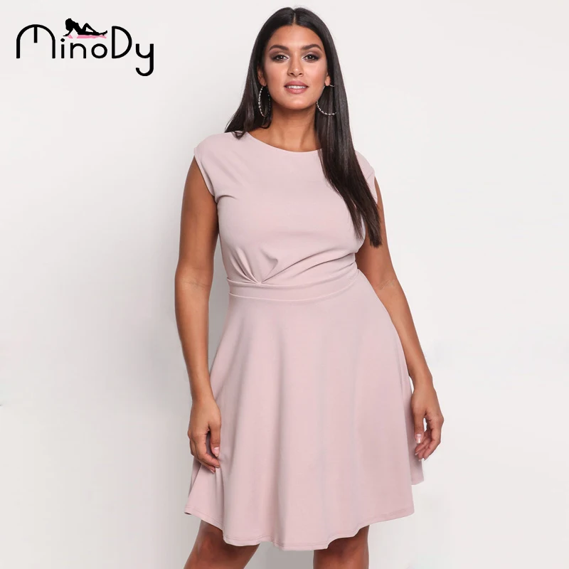 Minody для женщин Большие размеры платье без рукавов лето-осень синий и красный