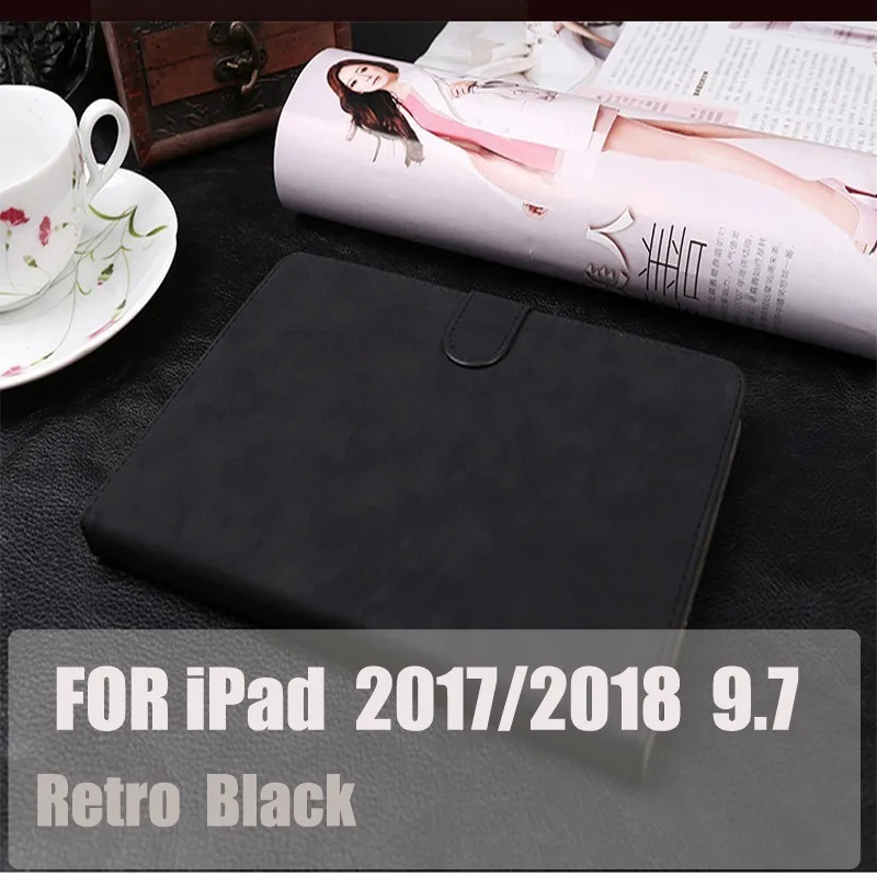 Retro Black2 Coolaxy на каждый день из искусственной кожи смарт-чехол для IPad воздуха 2 колесика с камерой низкого давления х 1 пробуждения/Sleep(Пробуждение/спящий режим) крышка чехол для IPad чехол 9,7 для 6th поколения - Цвет: Retro Black2