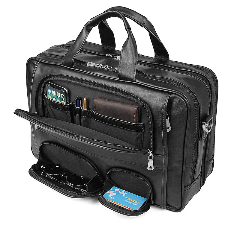 Черный кожаный мужской портфель дорожные сумки для ноутбука официальные деловые