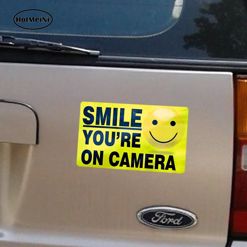 Автомобильный стикер HotMeiNi "INSIDE" SMILE YOU'RE ON CAMERA Sticker s Video Alarm Security System наклейка 13