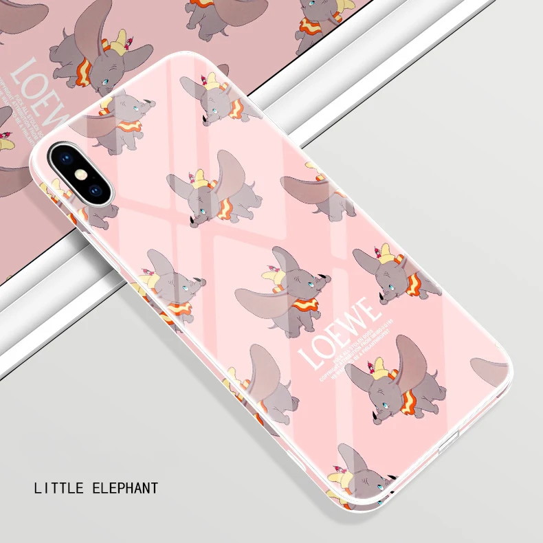 Pink Elephant Для iPhone XS Max XS 10S XR X 8 7 6 6S Plus чехол HD Фруктовый Цветочный цветной боковой Чехол из закаленного стекла для Apple X S R 8 7+ бампер - Цвет: Pink Elephant
