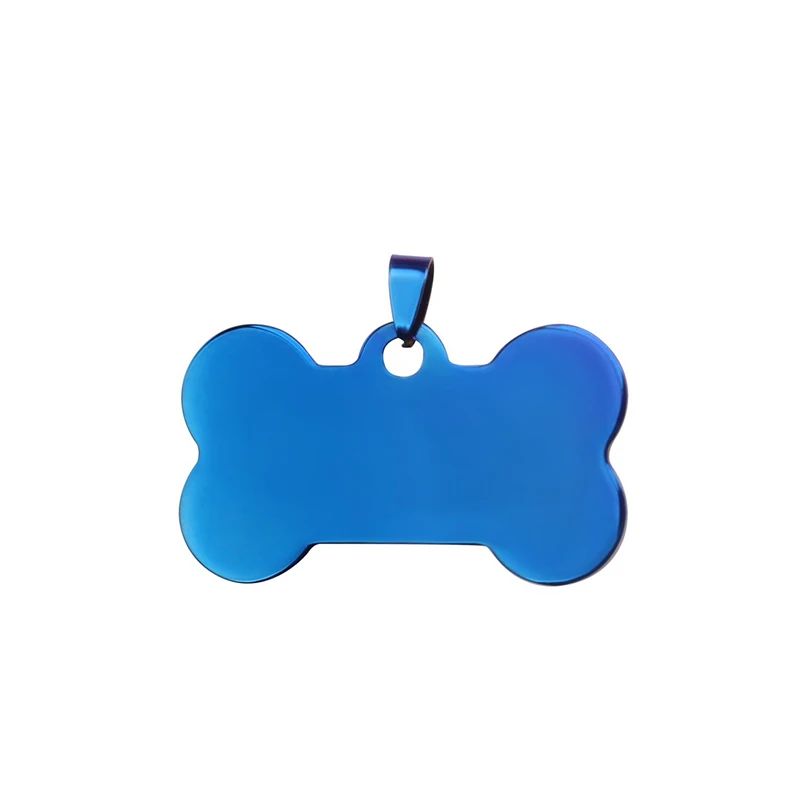 Blue Carrywon красочные индивидуальные ID Имя метки для домашних животных кошки в форме собачьей кости выгравированы анти-потеря ID карты тег включен Бесплатный крюк - Цвет: Blue