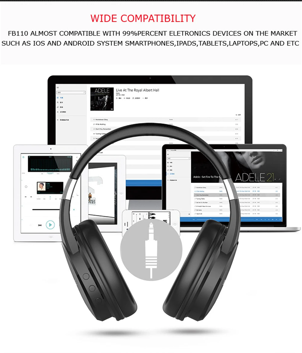 Fb110 глубокий Экстра бас шумоподавление Audiotechnica открытый над ухом беспроводные Bluetooth наушники гарнитуры для sony, Xiaomi, huawei