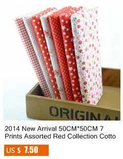 Booksew, новинка, 7 шт./лот, наборы красного цвета, хлопок, 50 см х 50 см, ткань для рукоделия, для вышивания, стеганая текстильная ткань, кукольная ткань