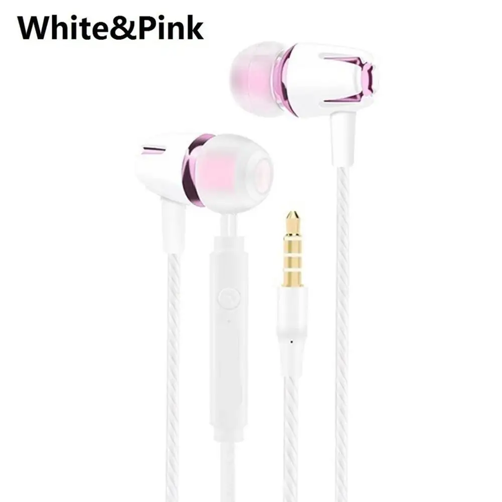 pink gold Проводные Цветные стерео наушники-вкладыши с микрофоном, наушники с гальваническим покрытием, басы, громкая связь, телефонный звонок, наушники для xiaomi huawei - Цвет: pink gold