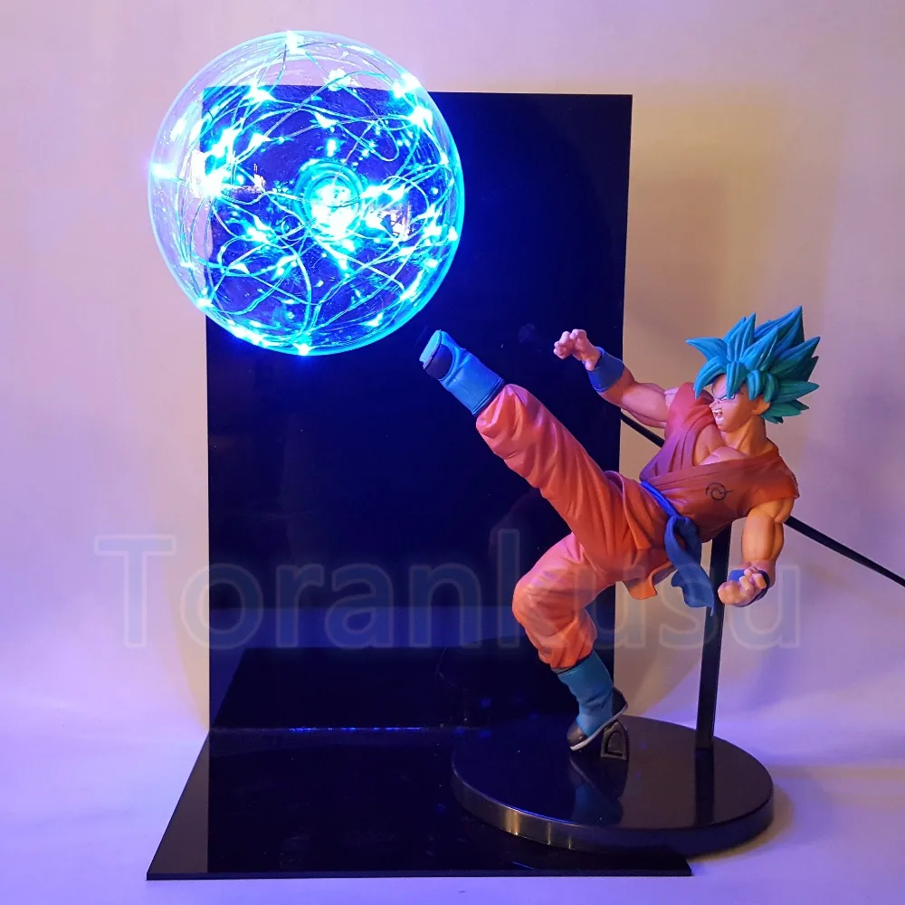Dragon Ball Z фигурку Бог Гоку Супер Saiyan светодиодное освещение Дисплей игрушки аниме