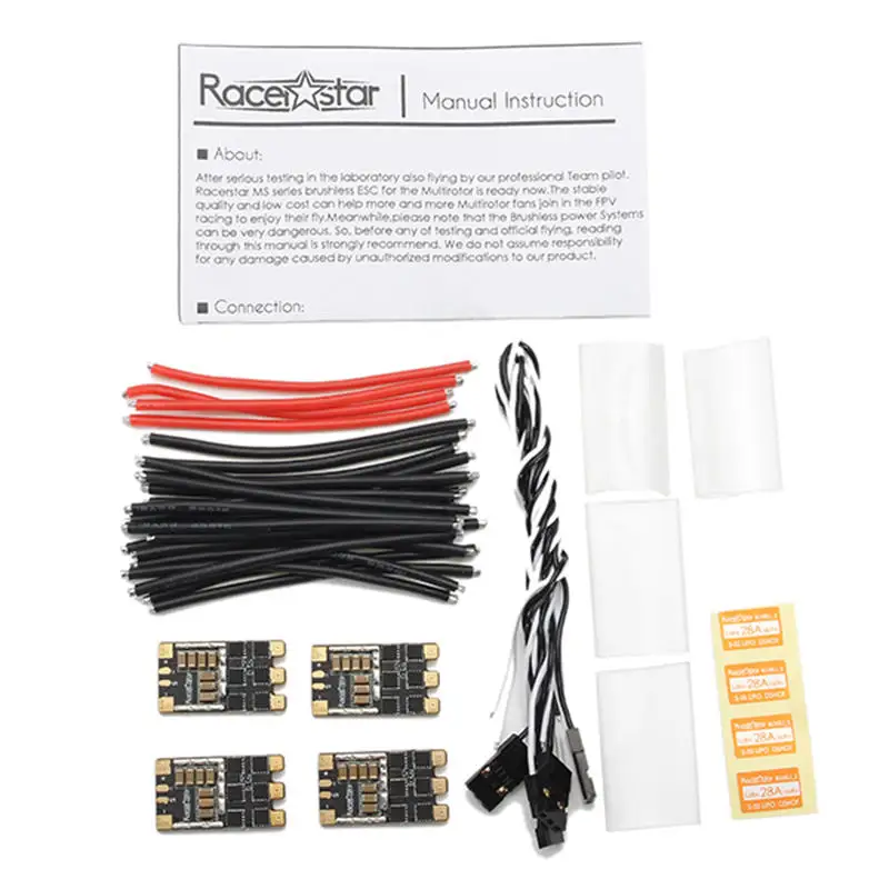 4 шт. racerstar Labs 28A 28amp 2 S-5 s BLHeli_S 16.5 BB2 ESC для Dshot600 Dshot300 Dshot150 RC drone | Игрушки и хобби
